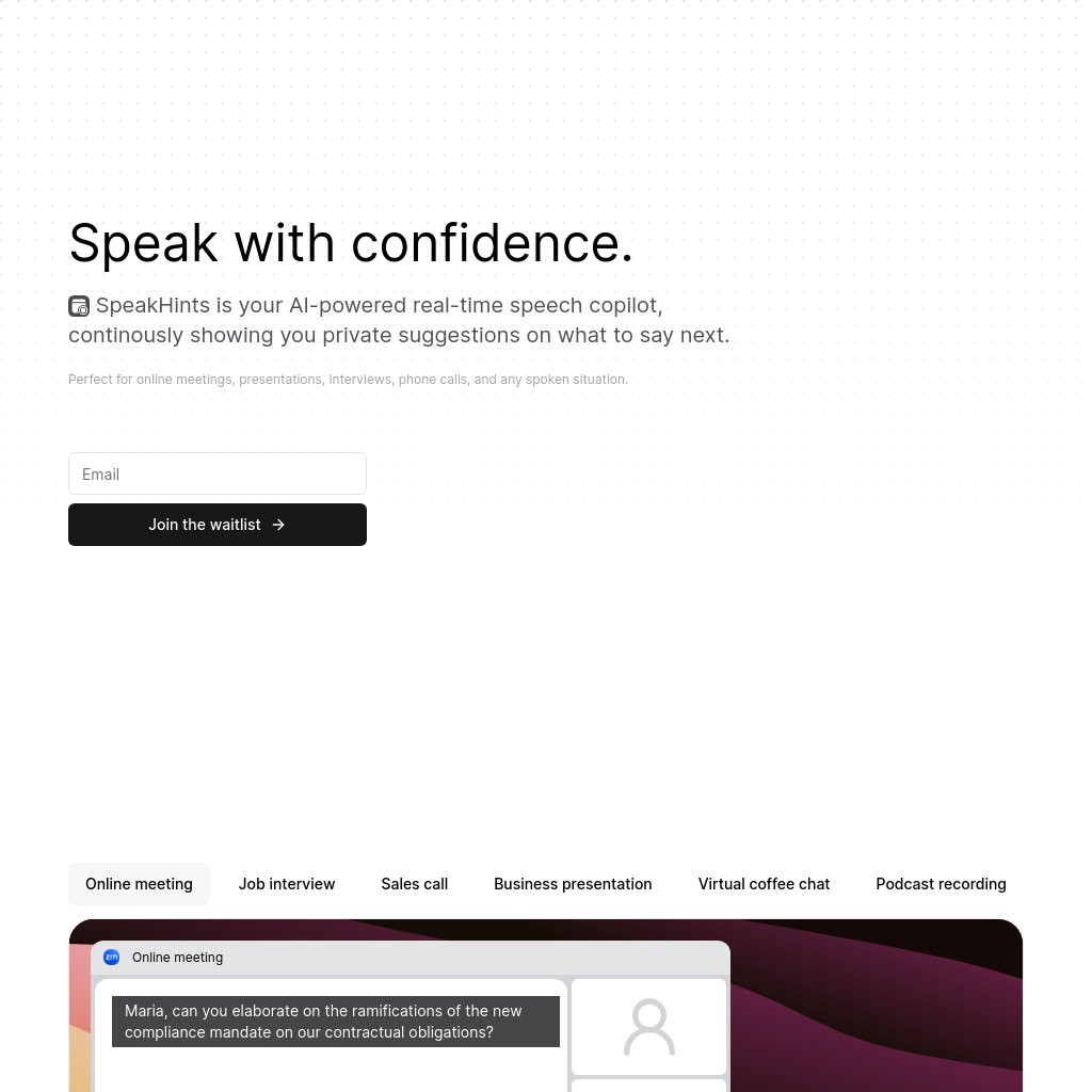 SpeakHints - Your AI-Powered Speech Assistant for Confident Communication