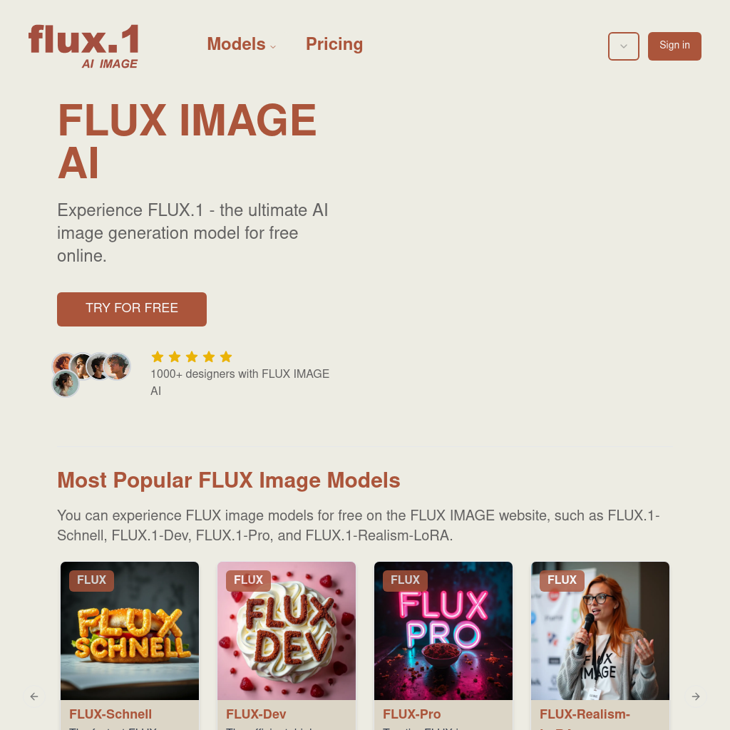 Modèle de génération d'images AI en ligne par FLUX IMAGE