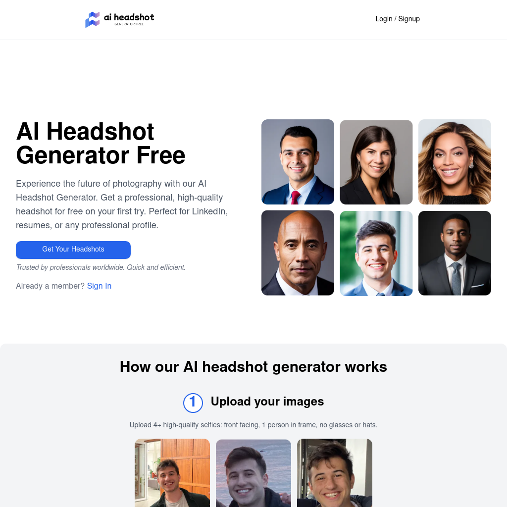 AI Headshot Generator Free - 免費創建專業照片