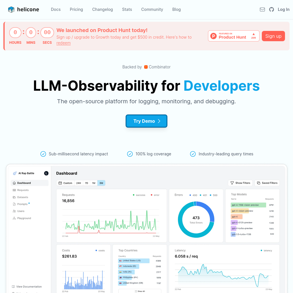 Helicone AI - Open-Source LLM Observability for Developers | Monitor & Improve AI Apps