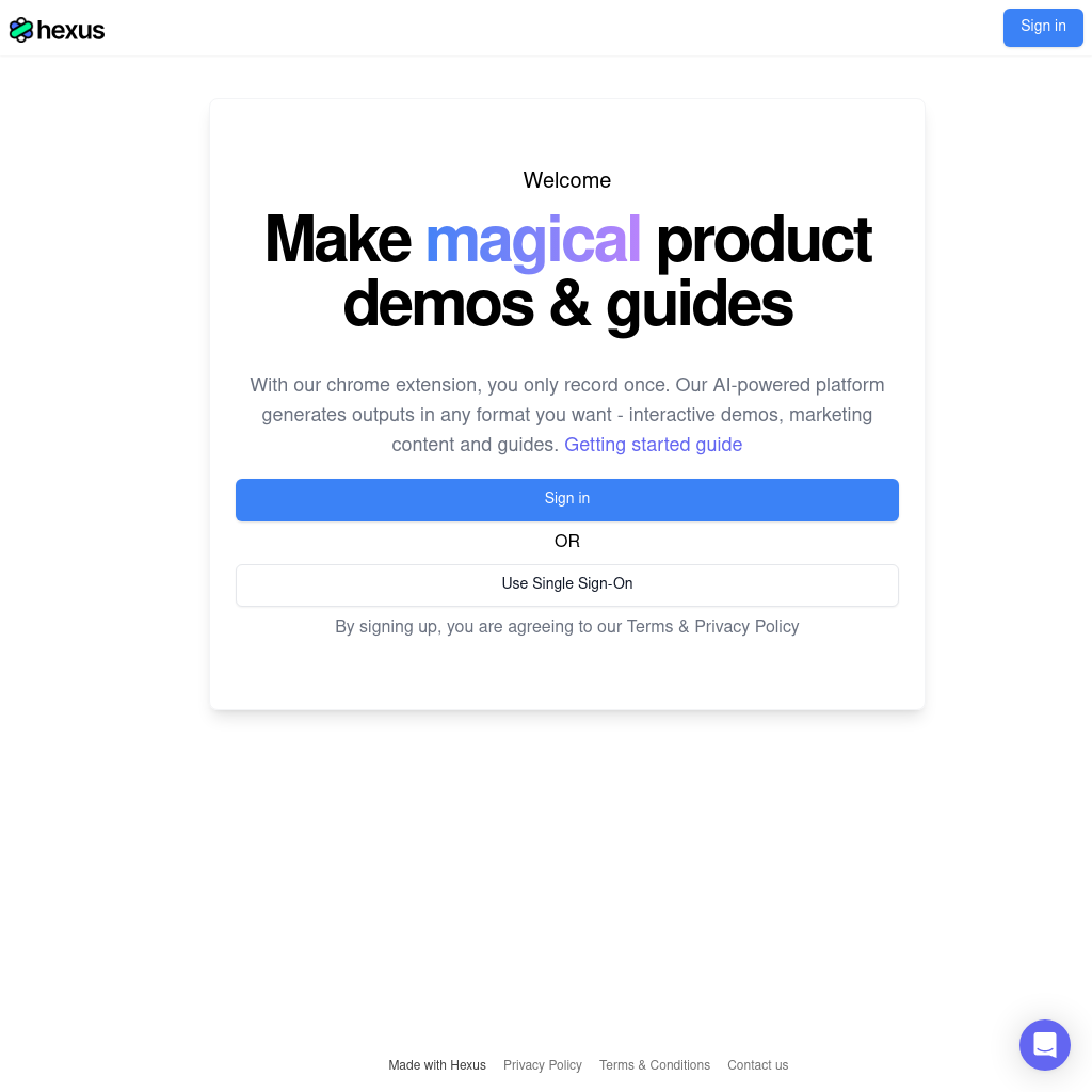 Hexus AI - Effortless Product Demos & Guides for Teams