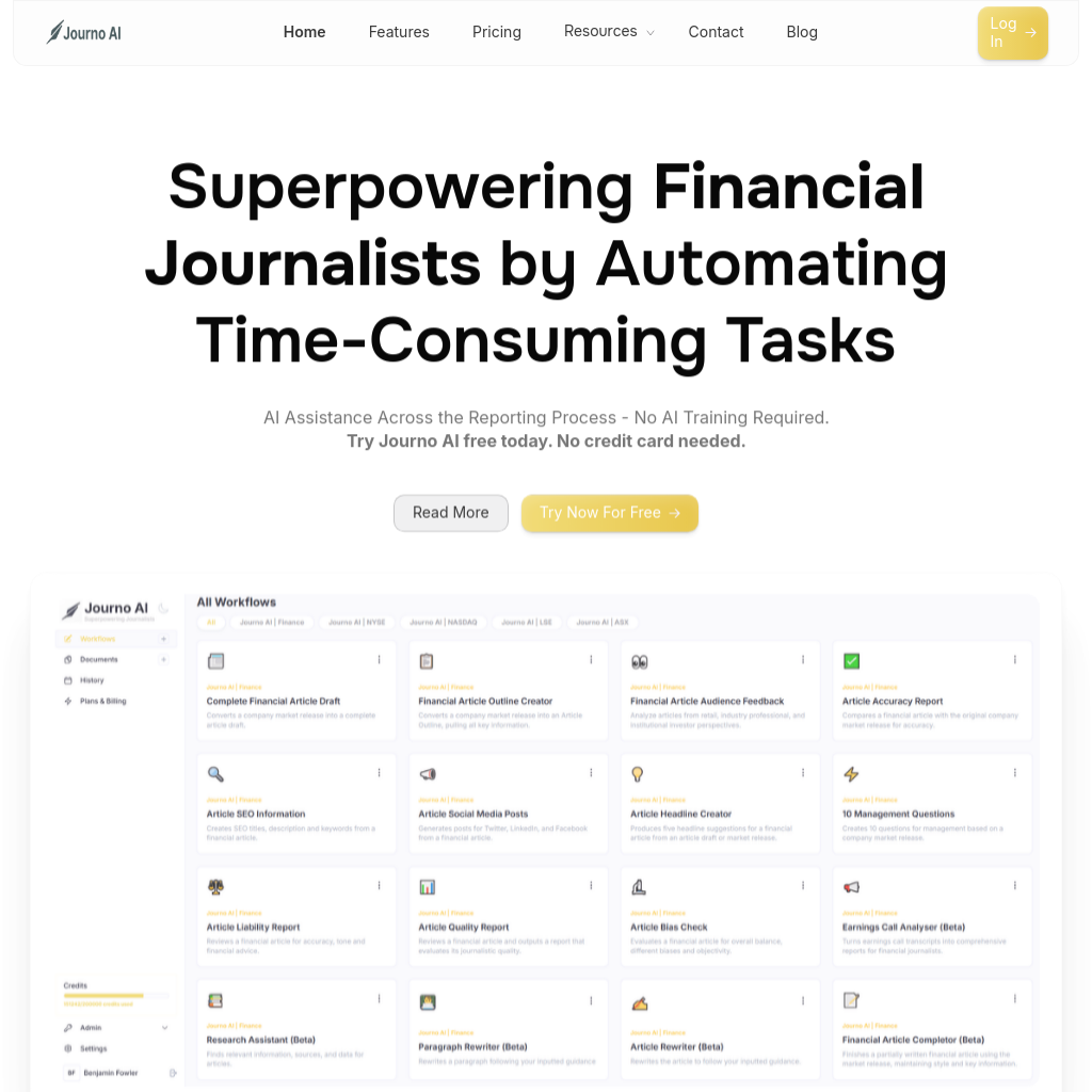 Journo AI - Empowering Financial Journalists with Automation