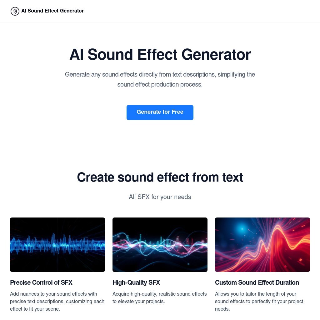 Générateur d'Effets Sonores IA - SFX sur Mesure