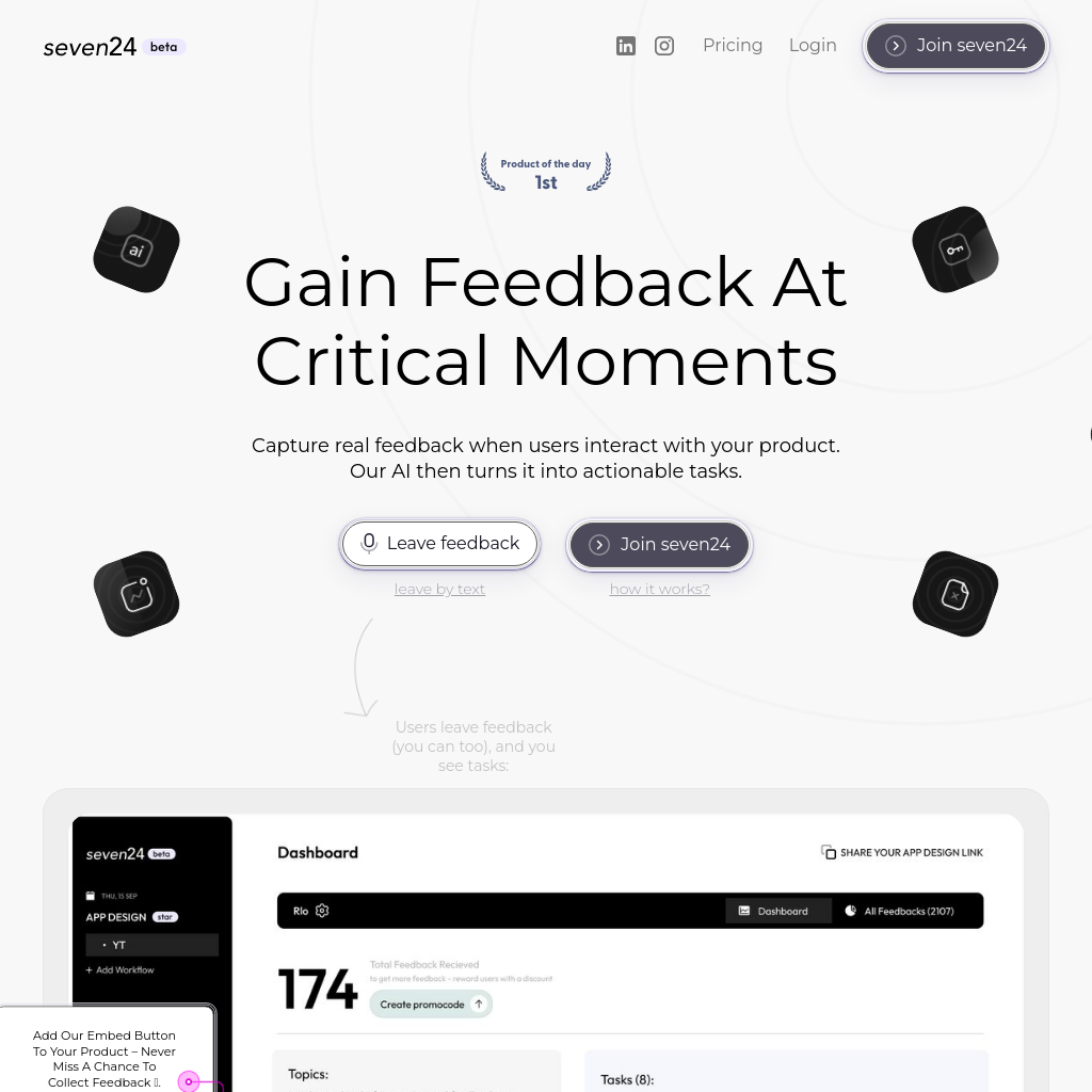 Seven24 AI - Transform Feedback into Actionable Tasks