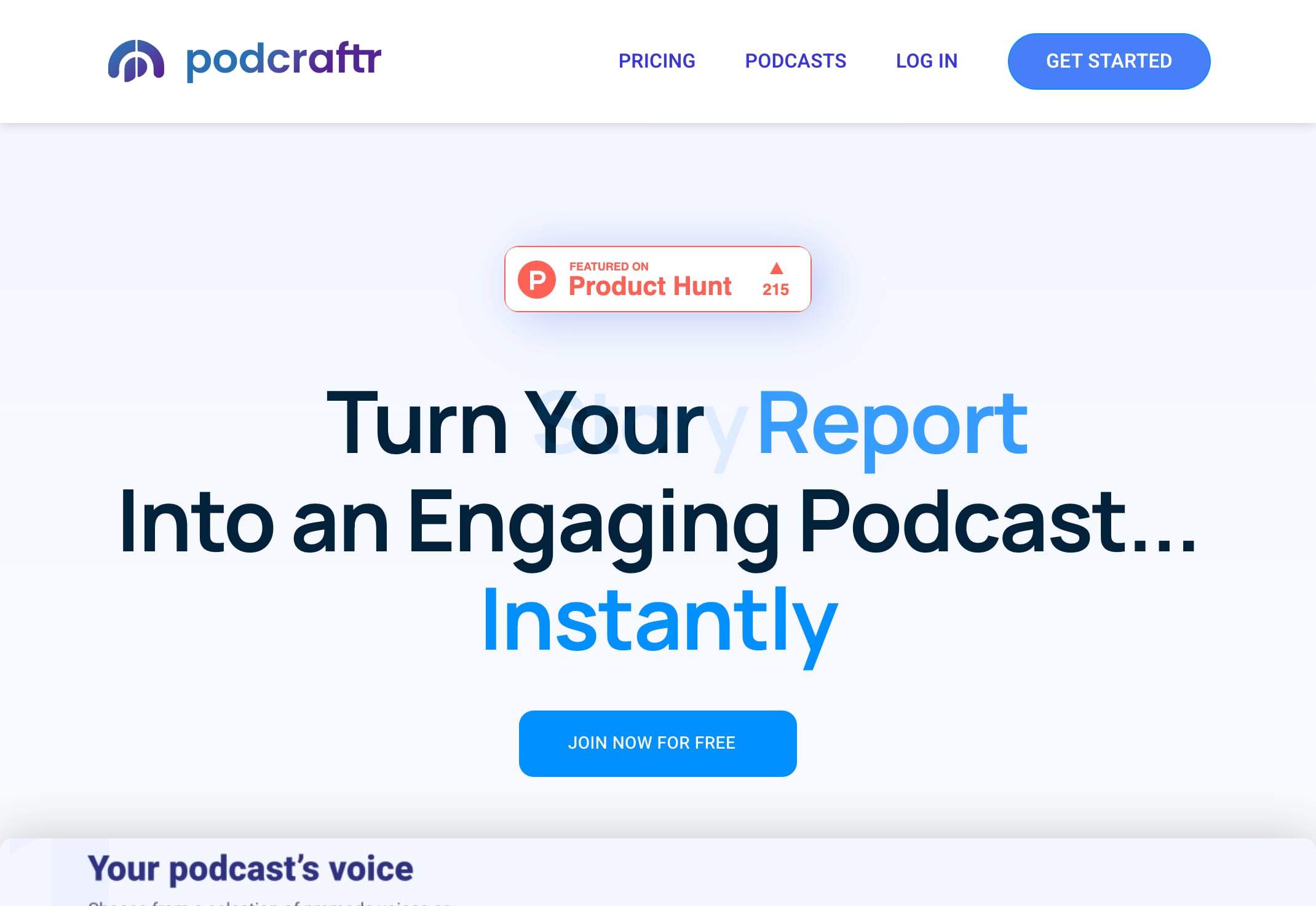 Podcraftr | Convierte Contenido en un Podcast Atractivo al Instante - Podcraftr