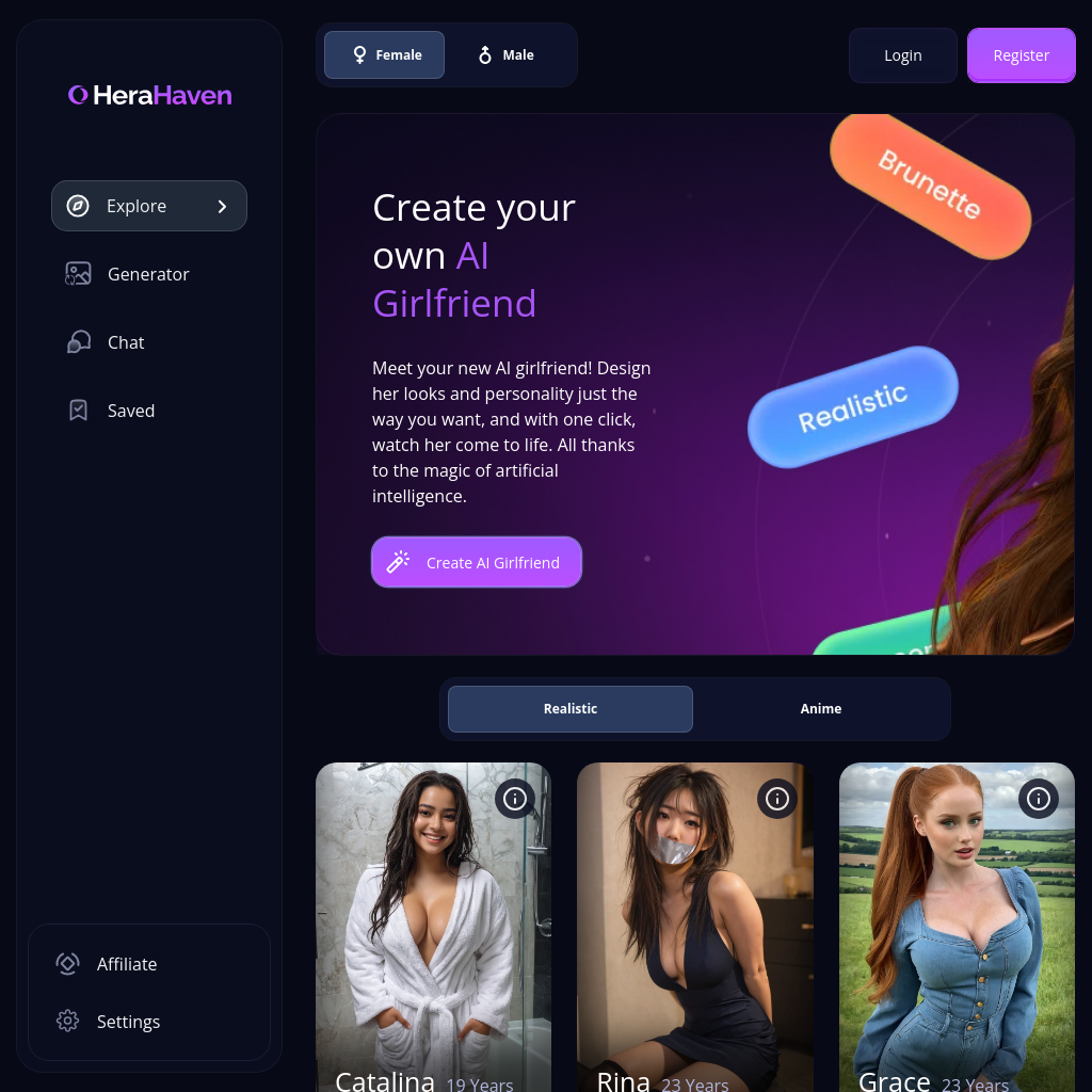 HeraHaven | Customizable AI Girlfriend | Chat, Roleplay & More