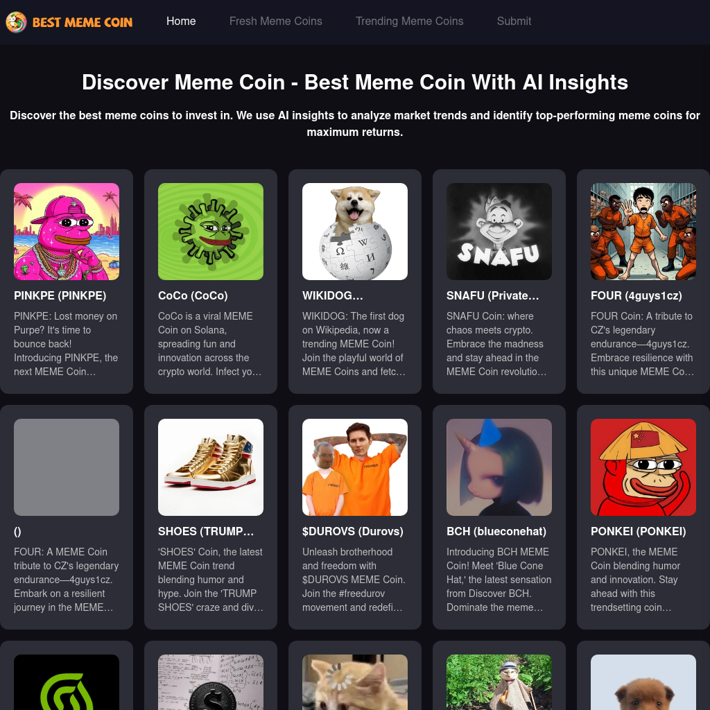 Discover Meme Coin - Best Meme Coin With AI Insights