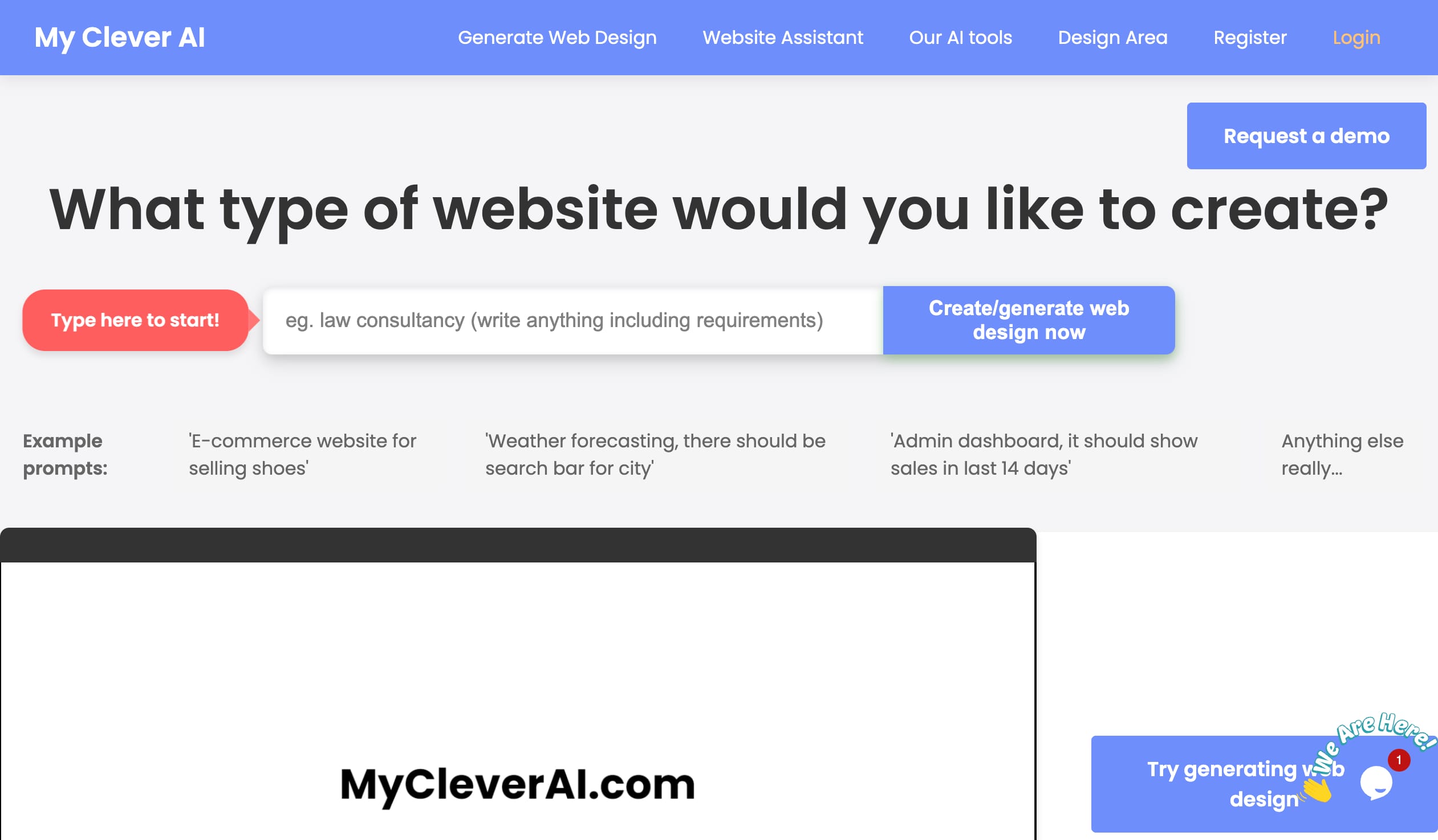 MyCleverAI: AI Website Builder for Fast Web Design Generation