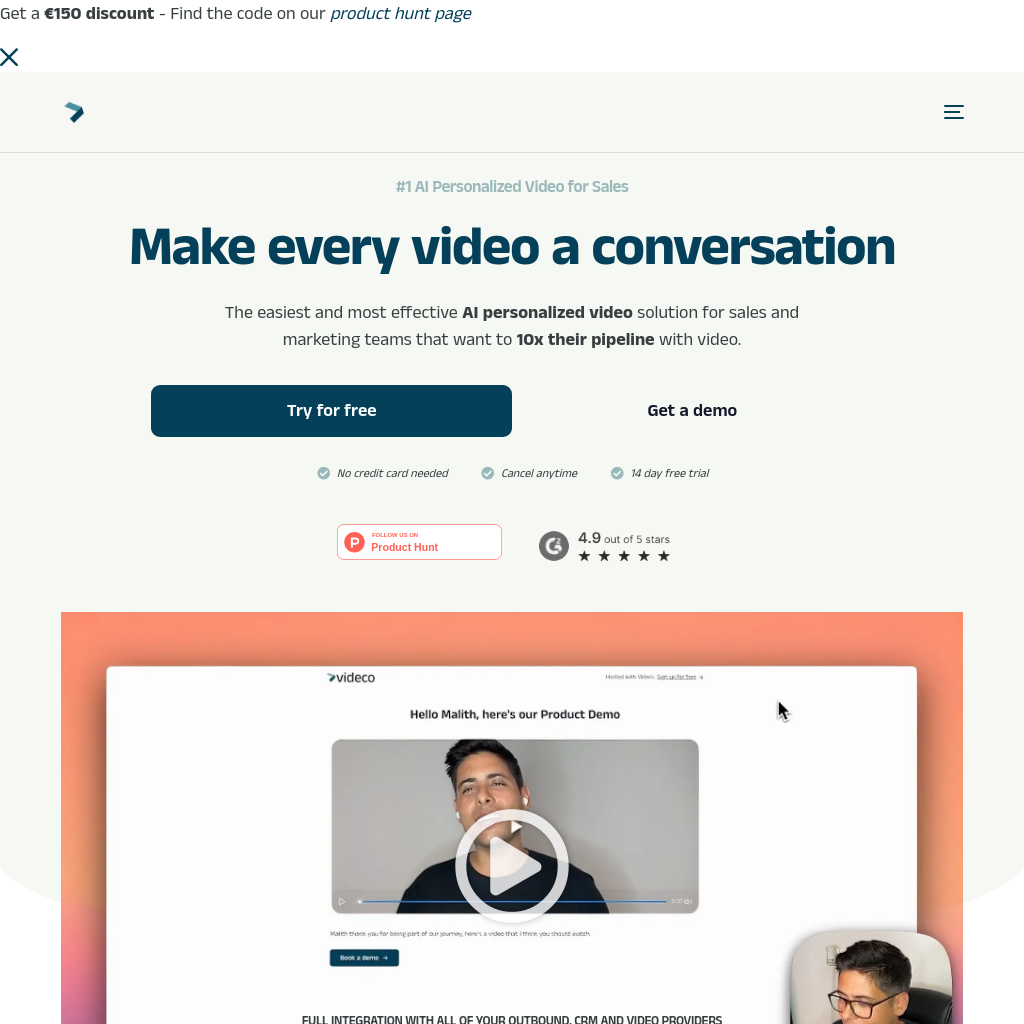 Videco - AI-Powered Personalized Video Solutions for Sales