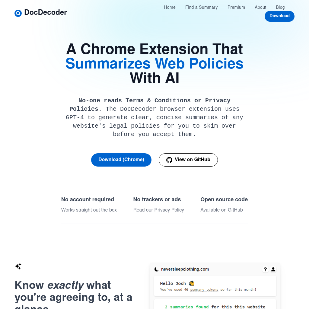 DocDecoder | Simplifying Web Policies with AI Summaries