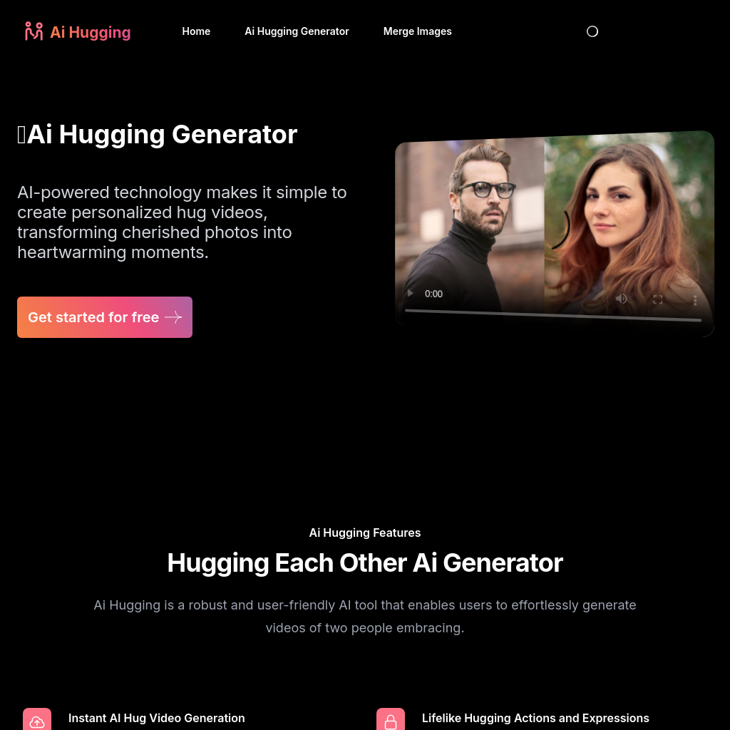 Ai Hugging Generator | Créez des vidéos de câlins personnalisées avec l'IA gratuitement en ligne