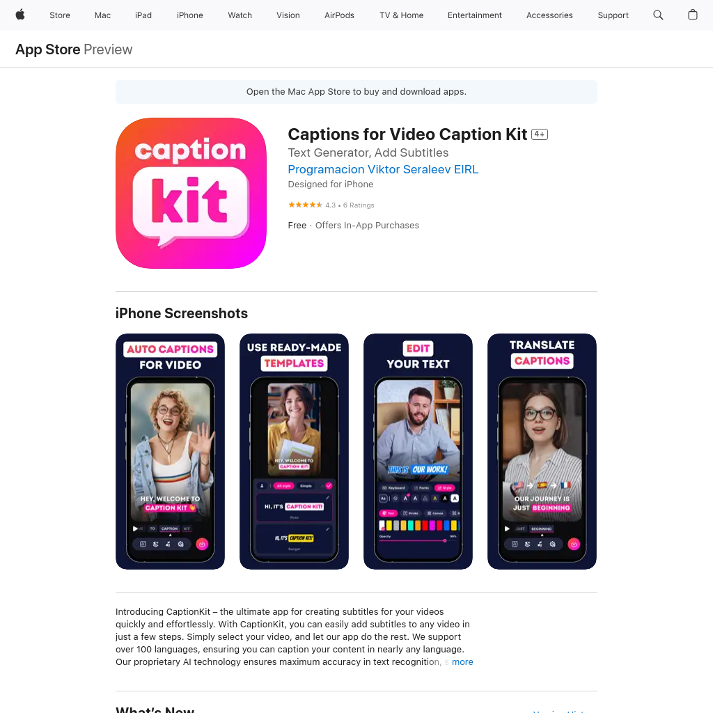 CaptionKit - Effortless AI Captions & Subtitles for Videos