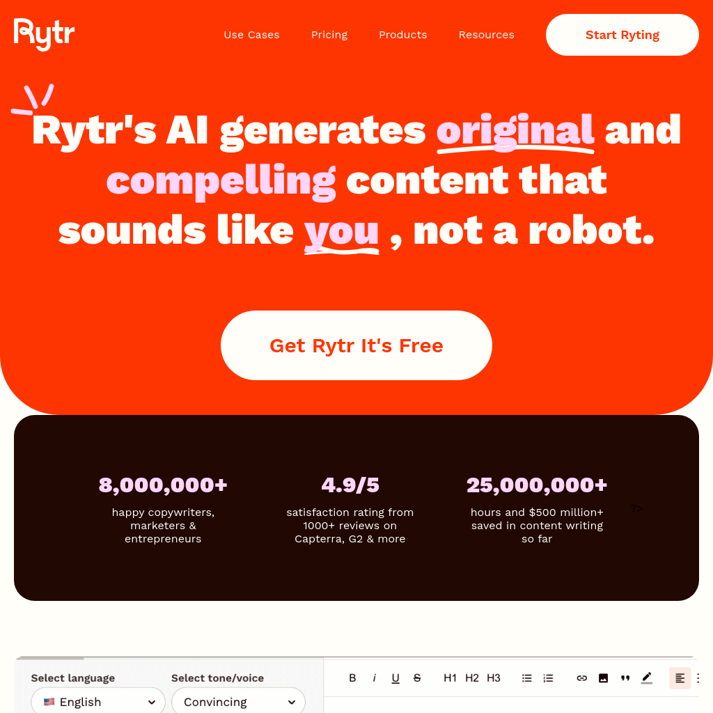 Free AI Writing Assistant | Rytr