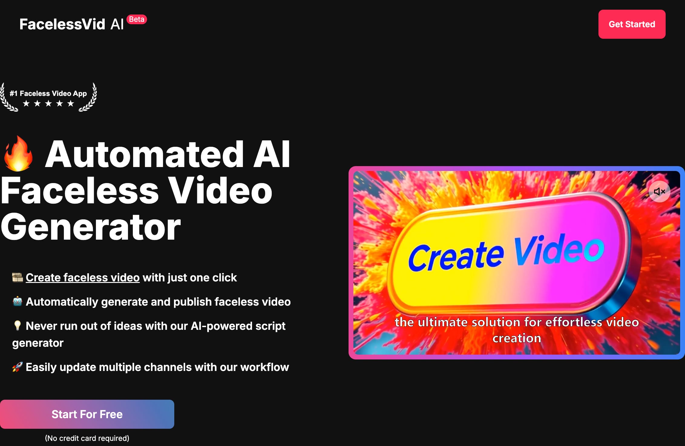 FacelessVid AI: Effortless Faceless Video Creation & Monetization