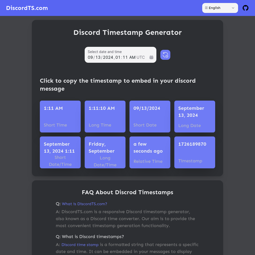 Discord Timestamp Generator - DiscordTS.com | Convert Dates Easily