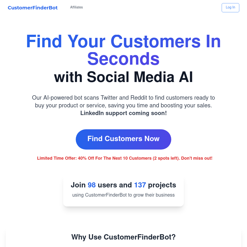 CustomerFinderBot | AI-Powered Lead Generation from Social Media