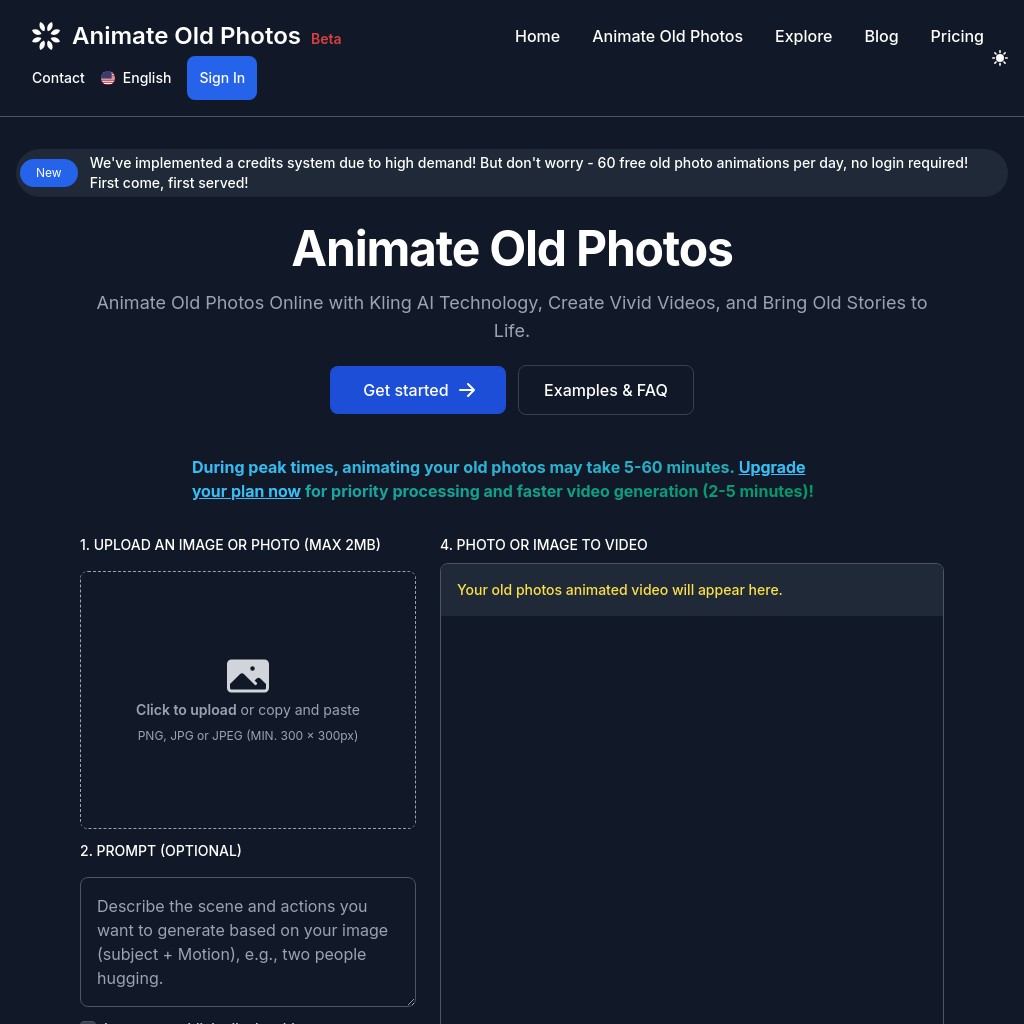 Animate Old Photos Online Free | Bring Memories to Life with Kling AI