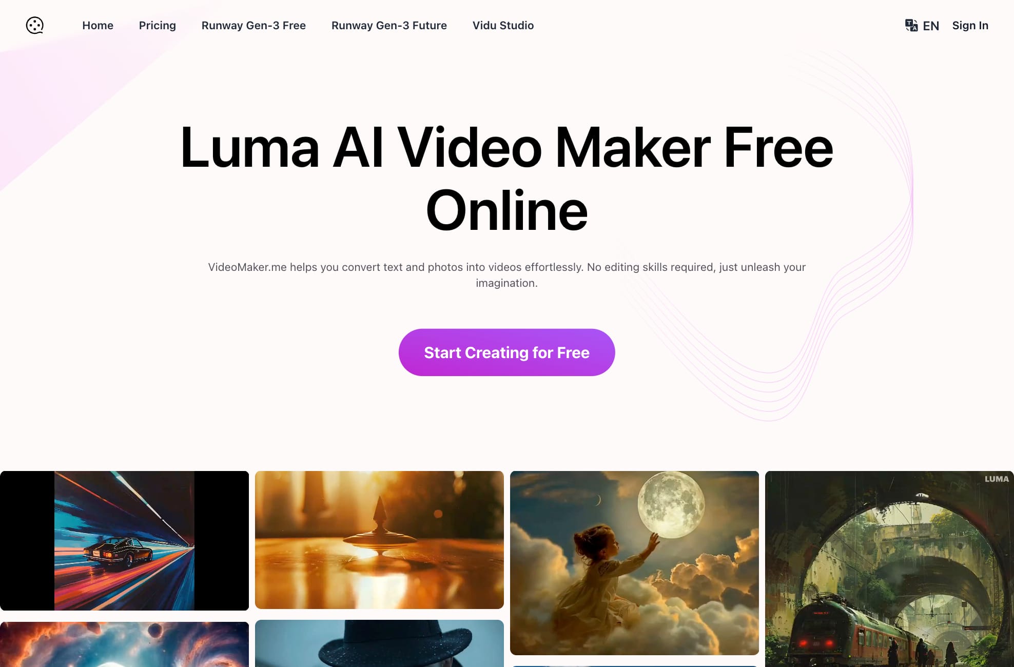 Luma AI動画生成器 無料オンライン | VideoMaker.me