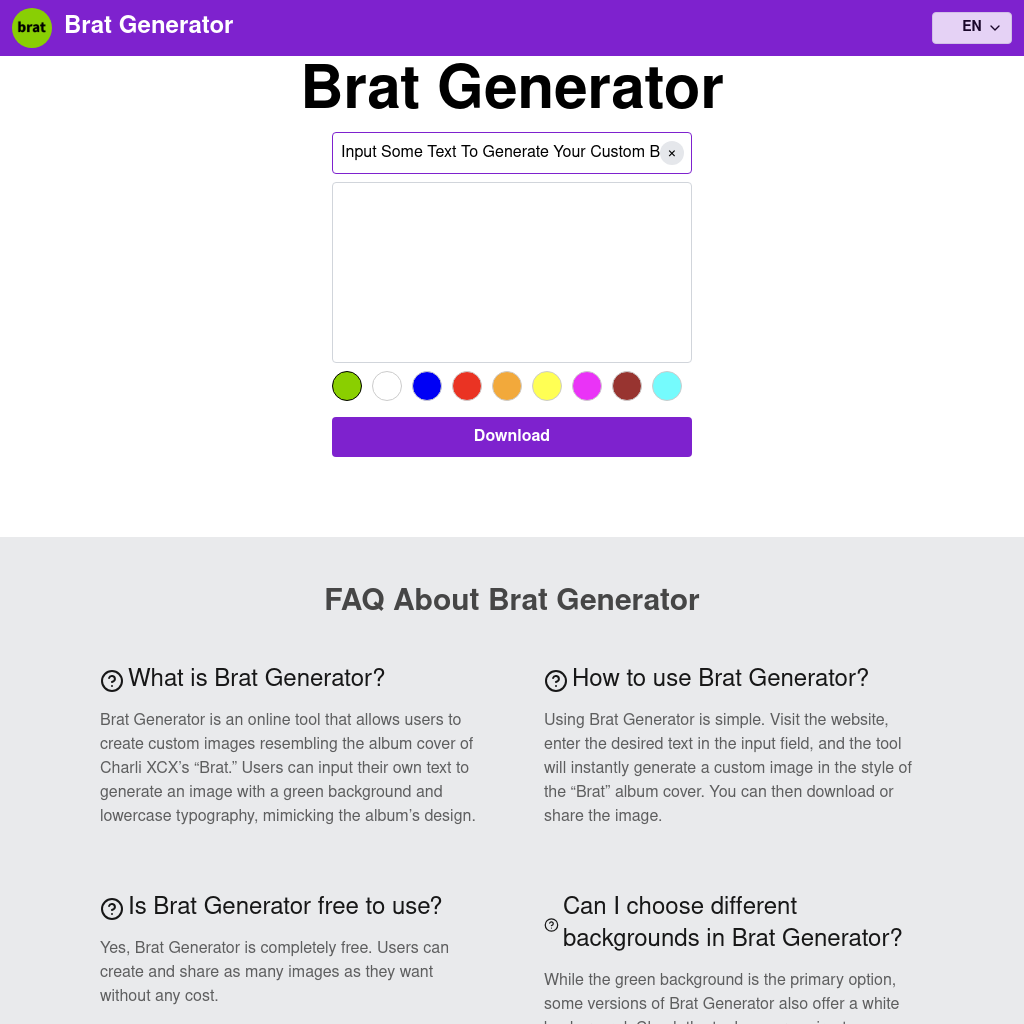 Brat Generator - Charli XCX (免費自訂專輯封面生成器)