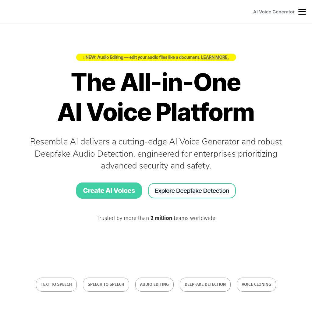 Resemble AI - Advanced Audio Editing & Voice Generation