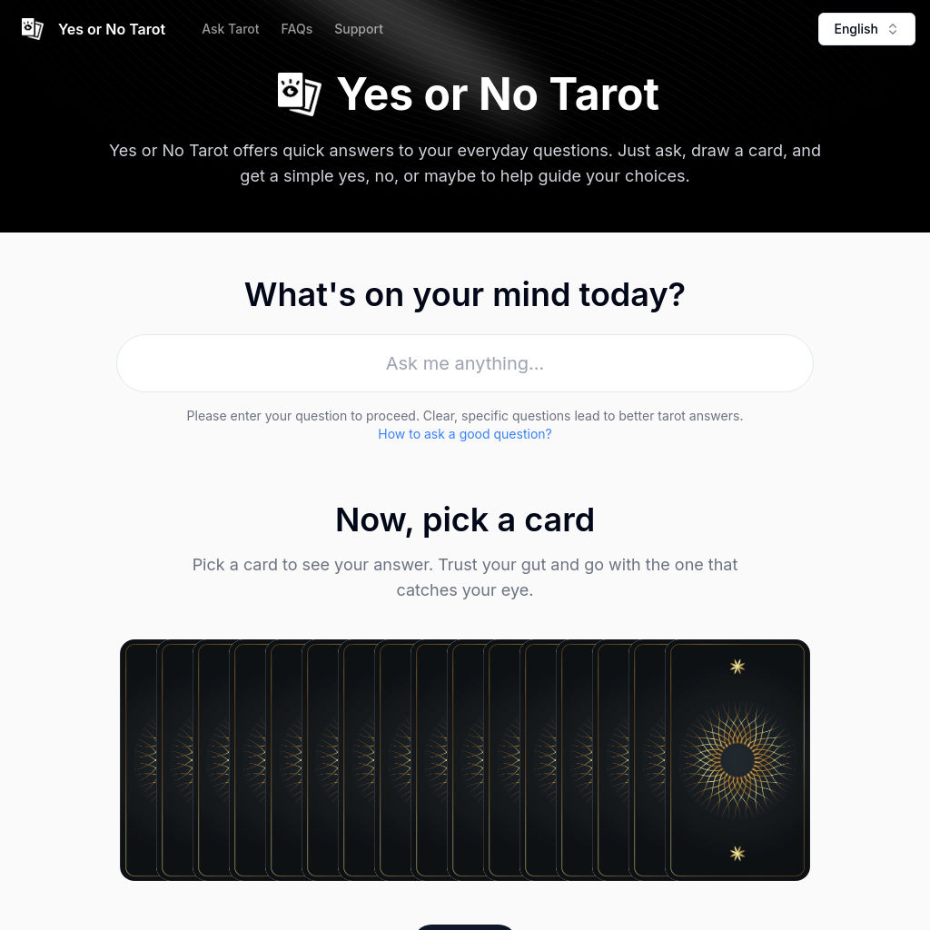 Yes or No Tarot - Quick Answers for Your Questions