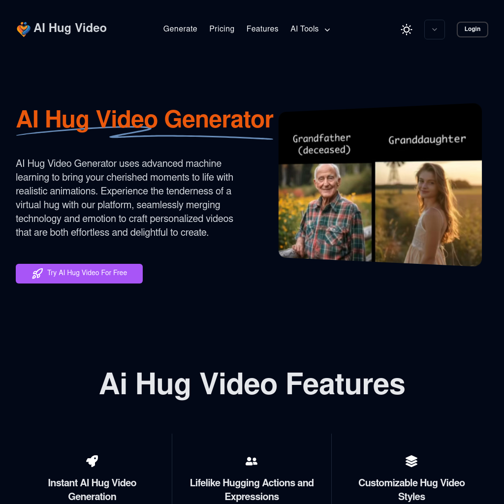 Generador de Videos de Abrazos AI - Crea Recuerdos con Animaciones Realistas en Línea Gratis