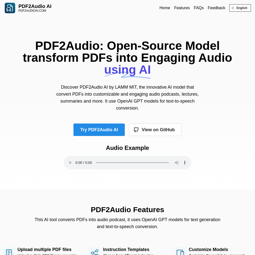 PDF2Audio - Transform PDFs into Engaging Audio with Open-Source AI