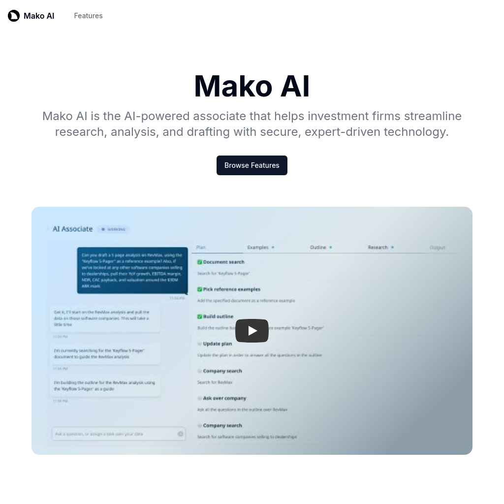 Mako AI：专为投资行业设计的AI投资助理