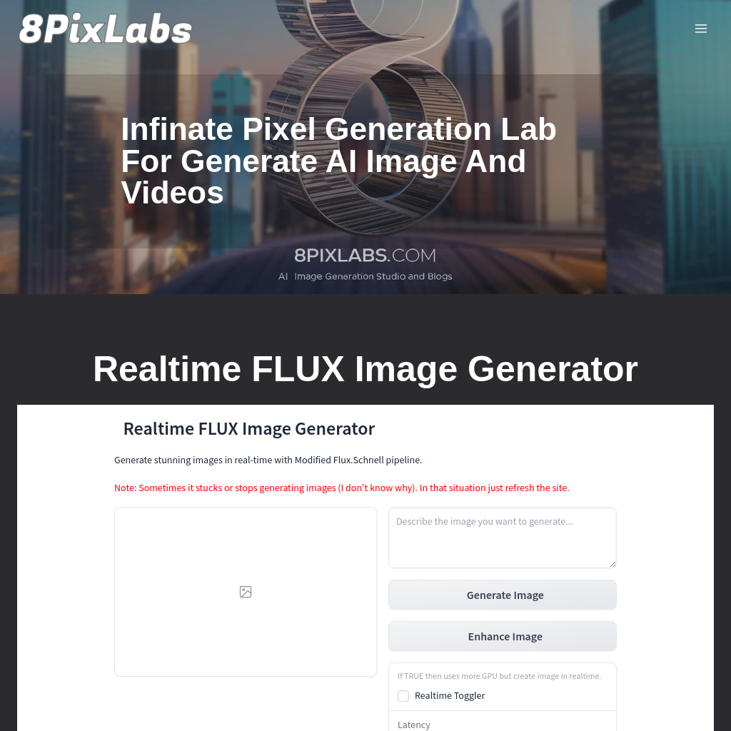 실시간 FLUX 이미지 생성기 - 8PixLabs.com