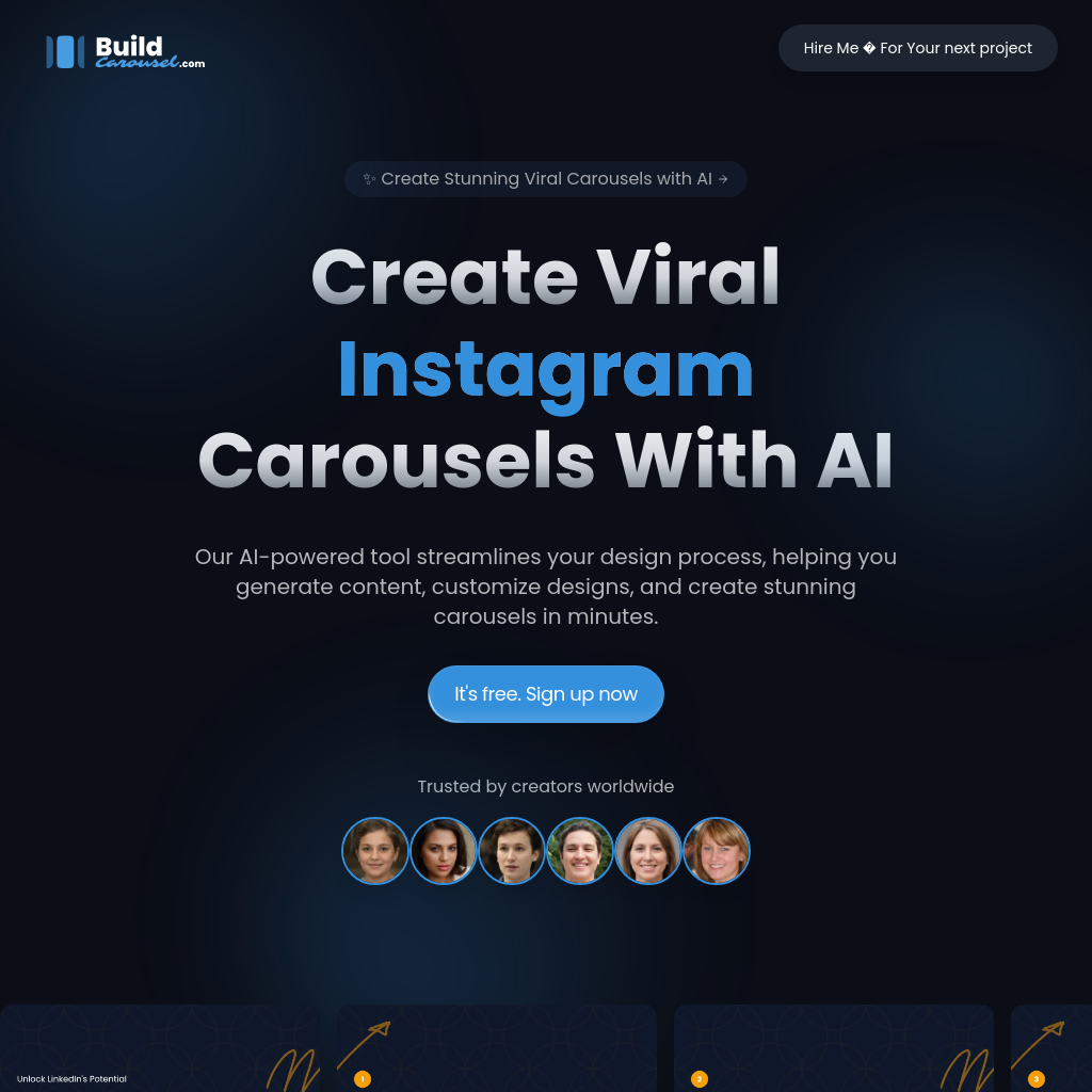 BuildCarousel - Create Stunning LinkedIn, TikTok, Instagram Carousels with AI