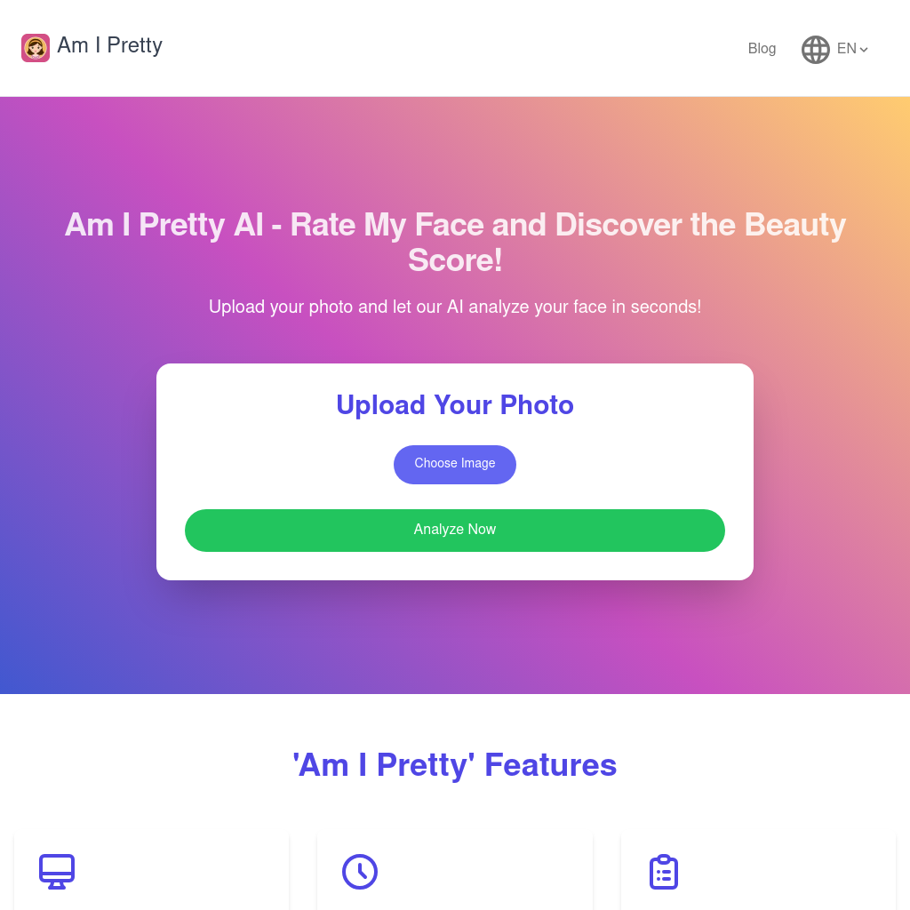 Am I Pretty AI - Evalúa Tu Rostro y Descubre Tu Puntuación de Belleza!