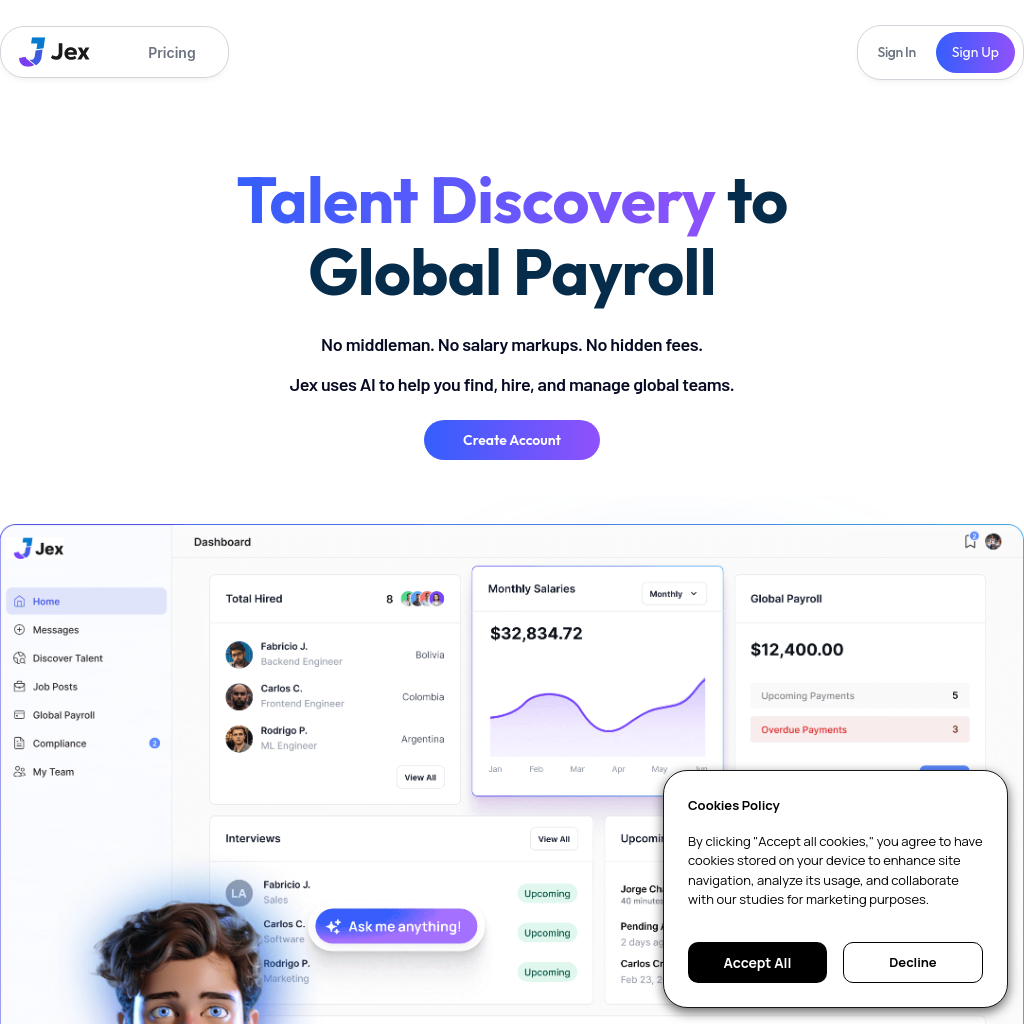 Jex: AI-Driven Talent Discovery & Global Payroll Solutions