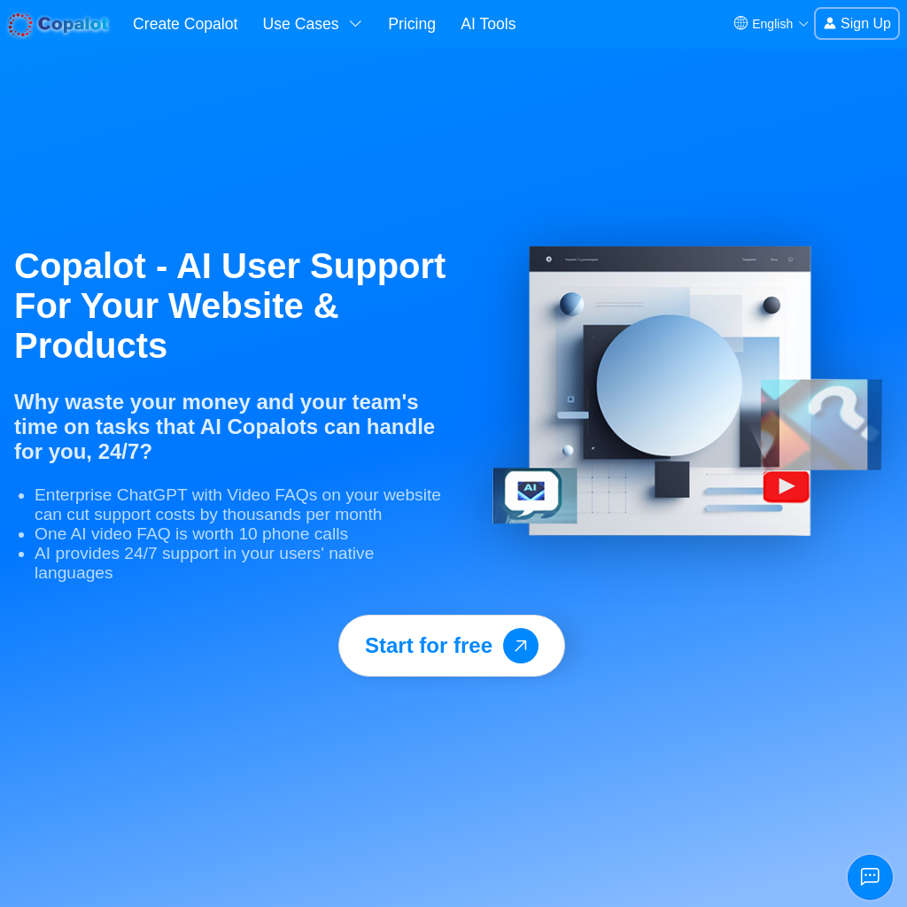 Copalot: AI User Support for Small Businesses | Customizable ChatGPT & Video FAQs