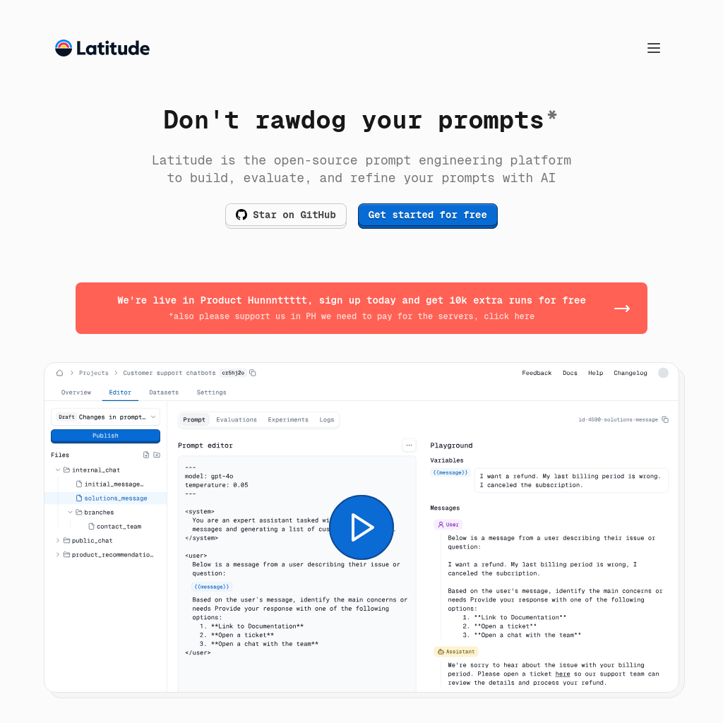 Latitude | Plataforma de Desenvolvimento LLM Open-Source para Prompts Eficazes