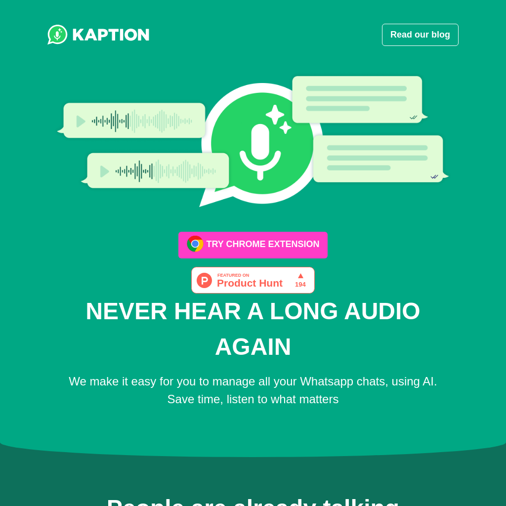 Kaption AI: Transform WhatsApp Web with Fast Audio Transcriptions