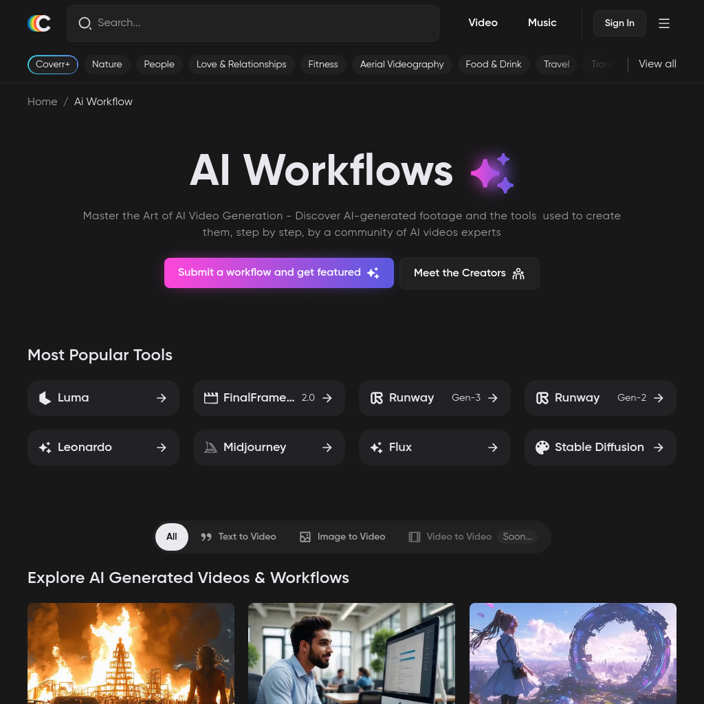 Coverr AI Workflows - Master AI Video Creation Techniques