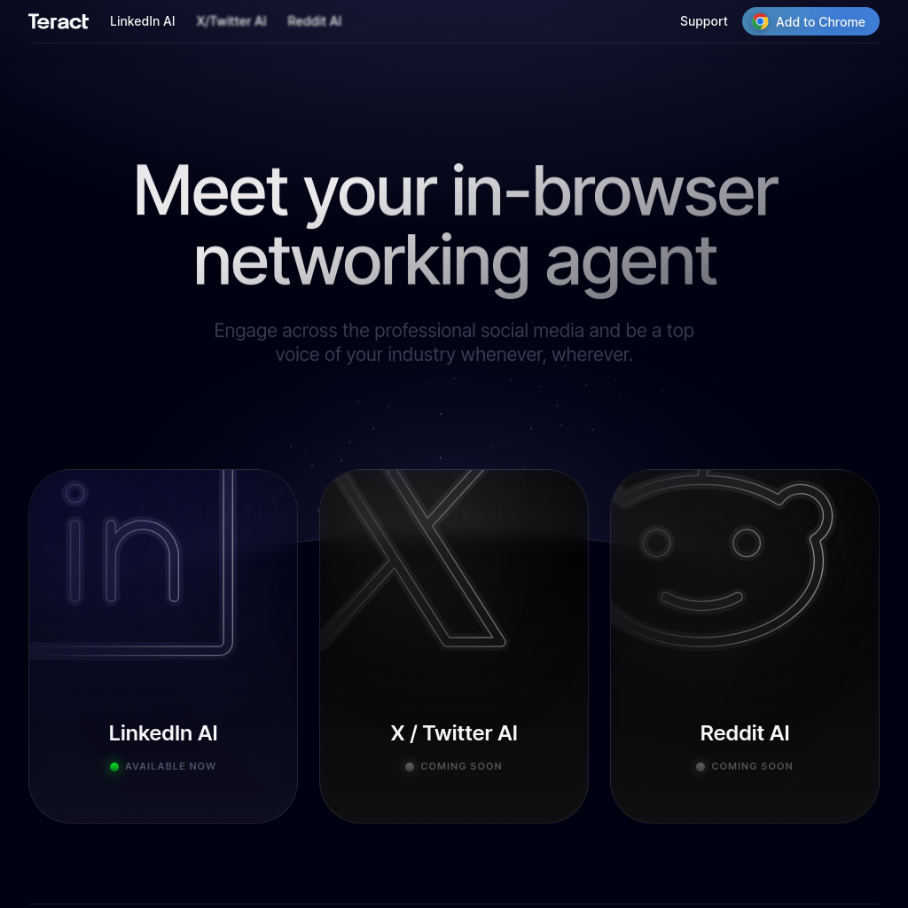 전문 소셜 네트워크를 위한 브라우저 내 AI 어시스턴트 | Teract