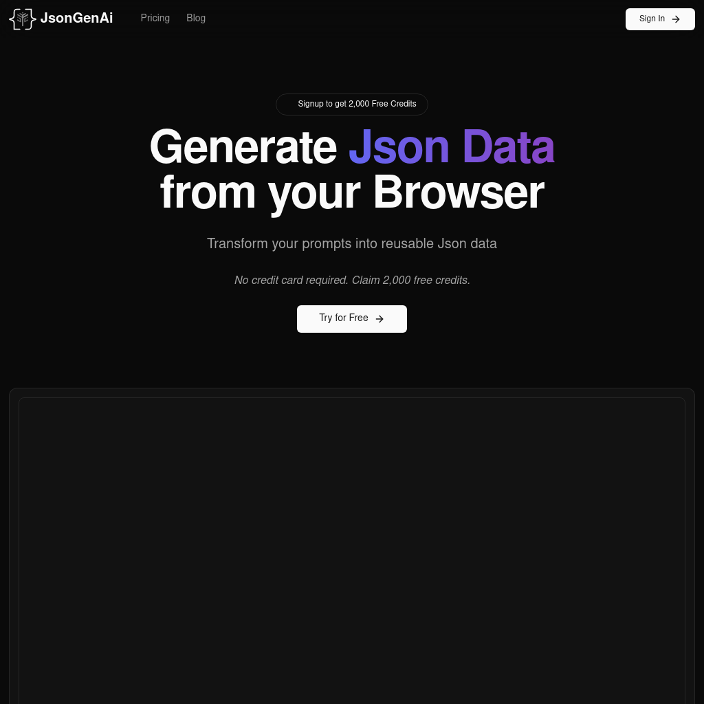 JsonGenAi: Generador de Datos Json desde tu Navegador | 2000 Créditos Gratis