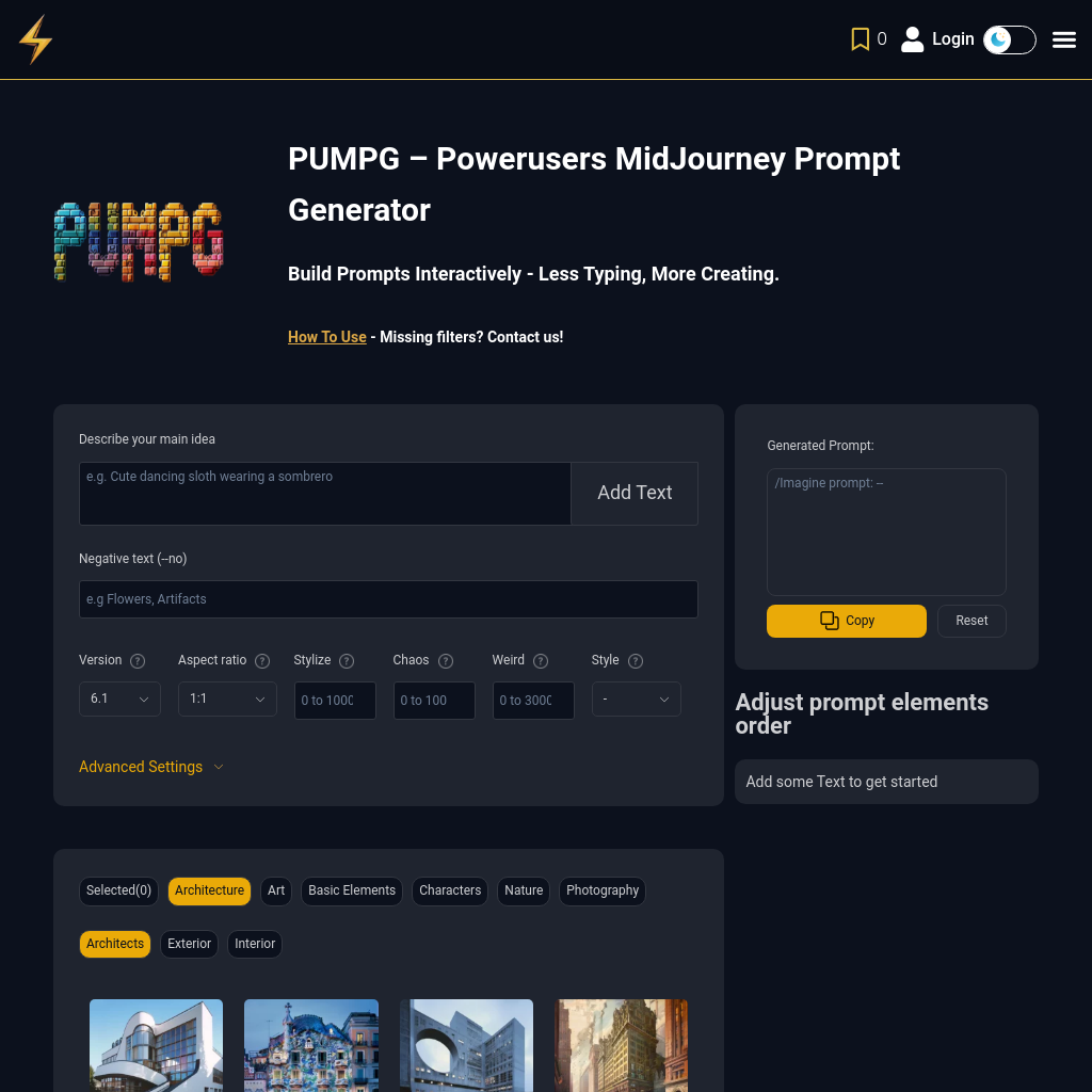 PUMPG - MidJourney Prompt Generator by Powerusers AI