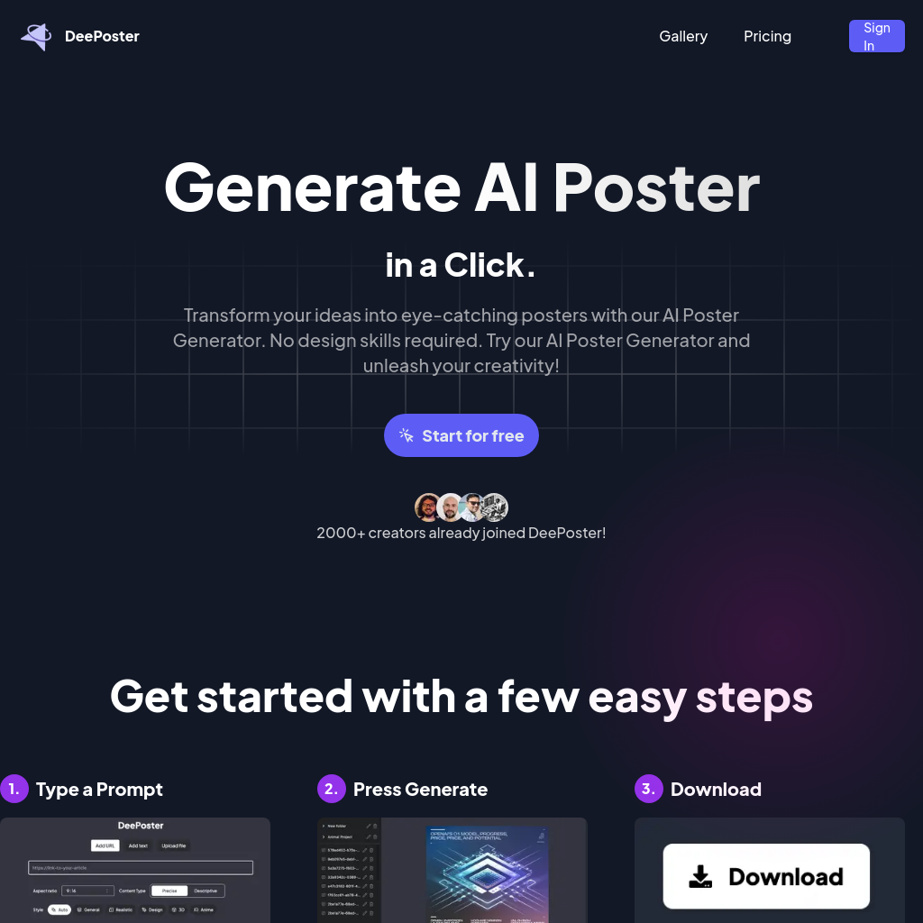 DeePoster: AI Poster Generator | Create Stunning Posters Effortlessly