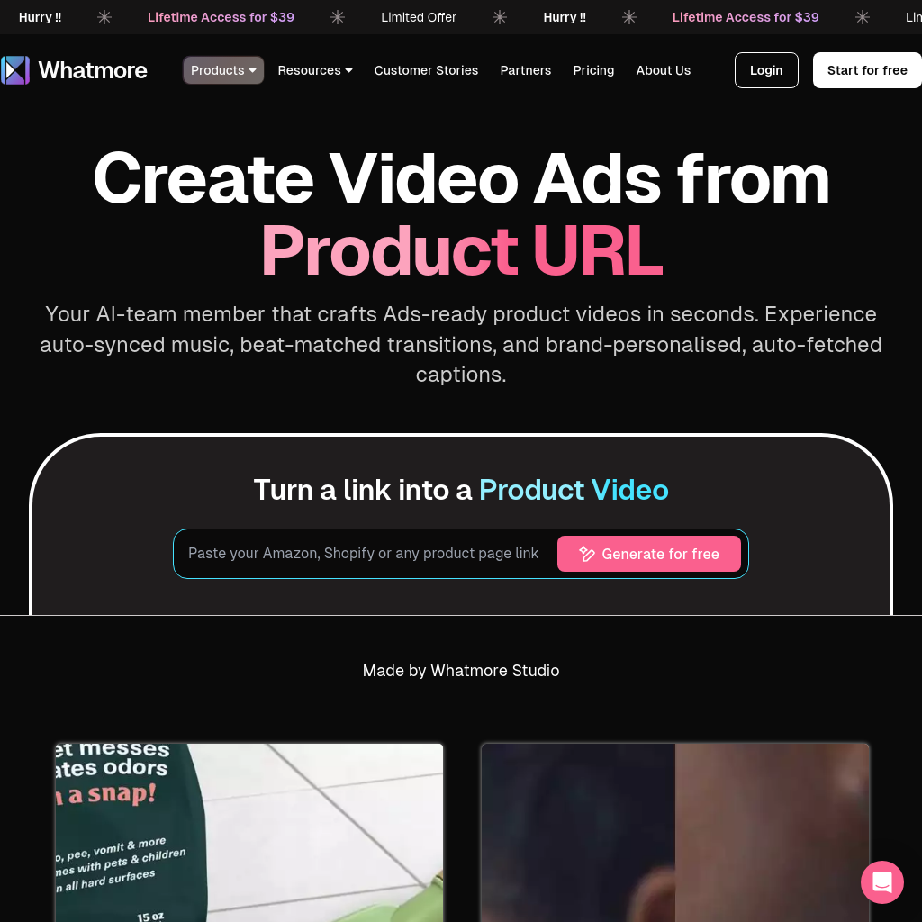 Whatmore Studio: Create AI-Powered Product Videos in Seconds