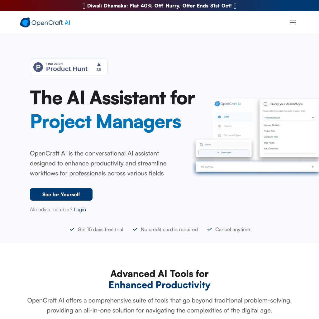 OpenCraft AI : Assistant IA pour Professionnels Efficaces | Essai Gratuit de 15 Jours