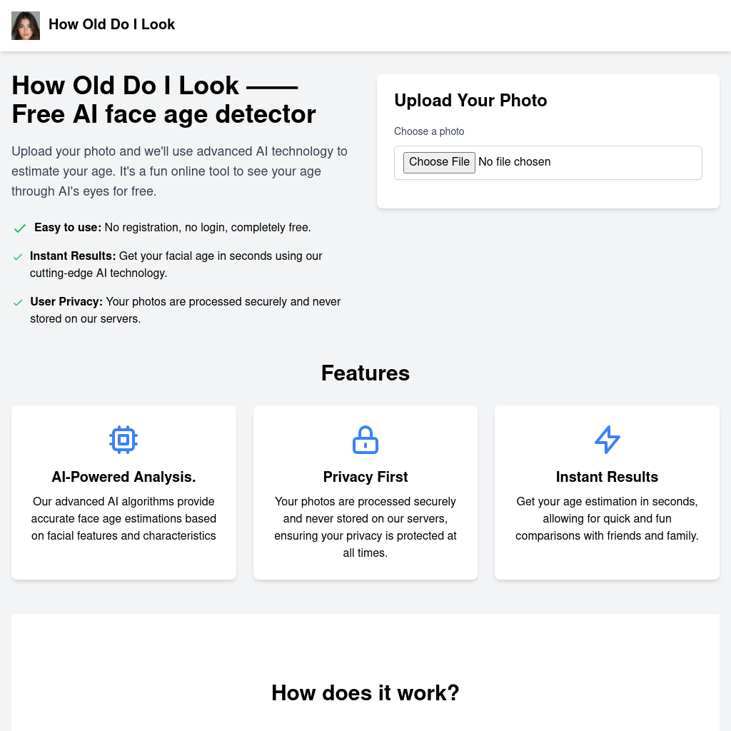 How Old Do I Look——免费的AI面部年龄检测器