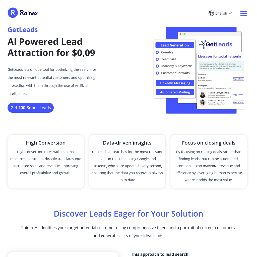 GetLeads: AI-Driven Lead Generation by Rainex