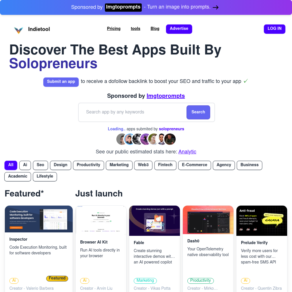 Indietool: Showcase Your App & Boost SEO for Solopreneurs