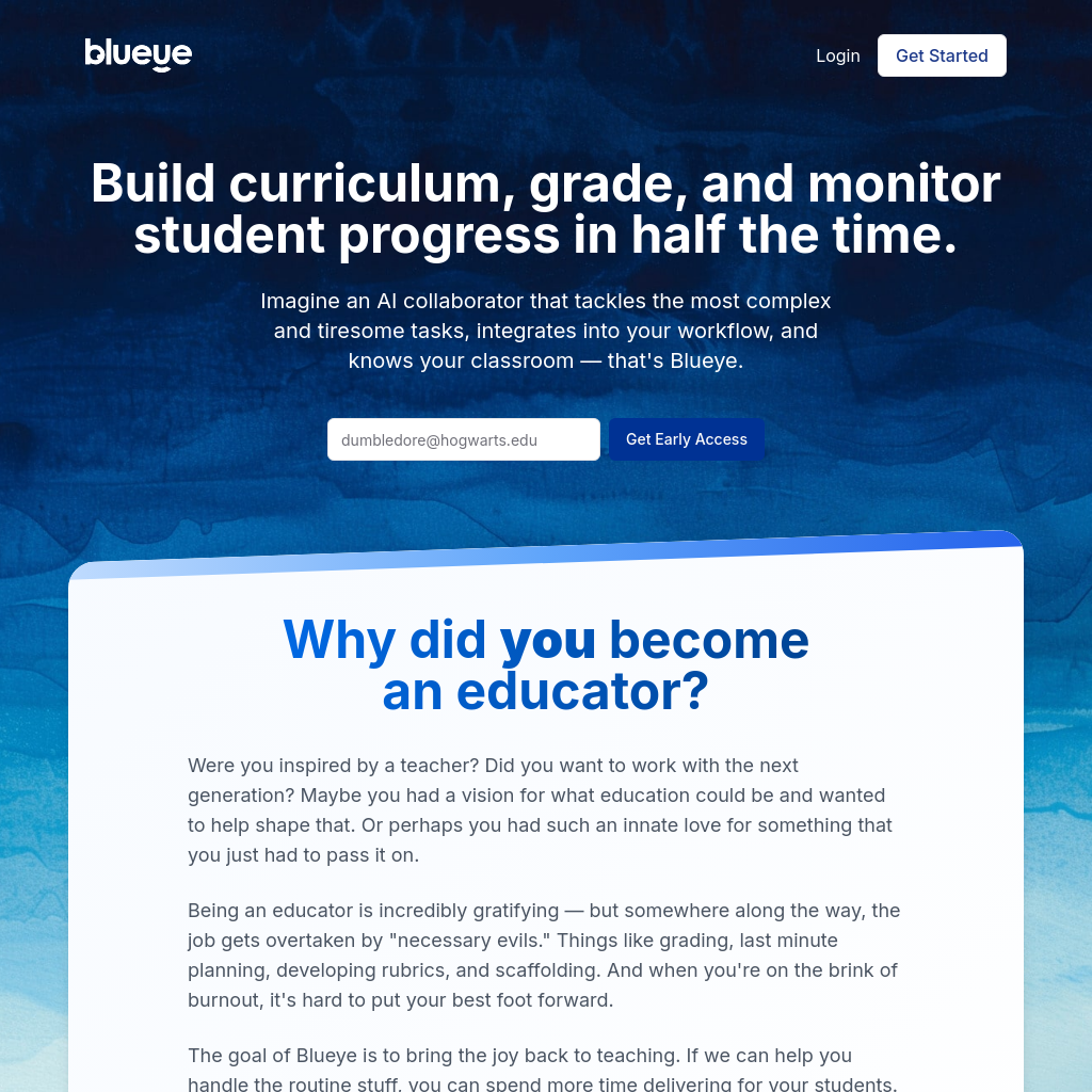 Blueye: Revolutionize Curriculum Building & Student Monitoring