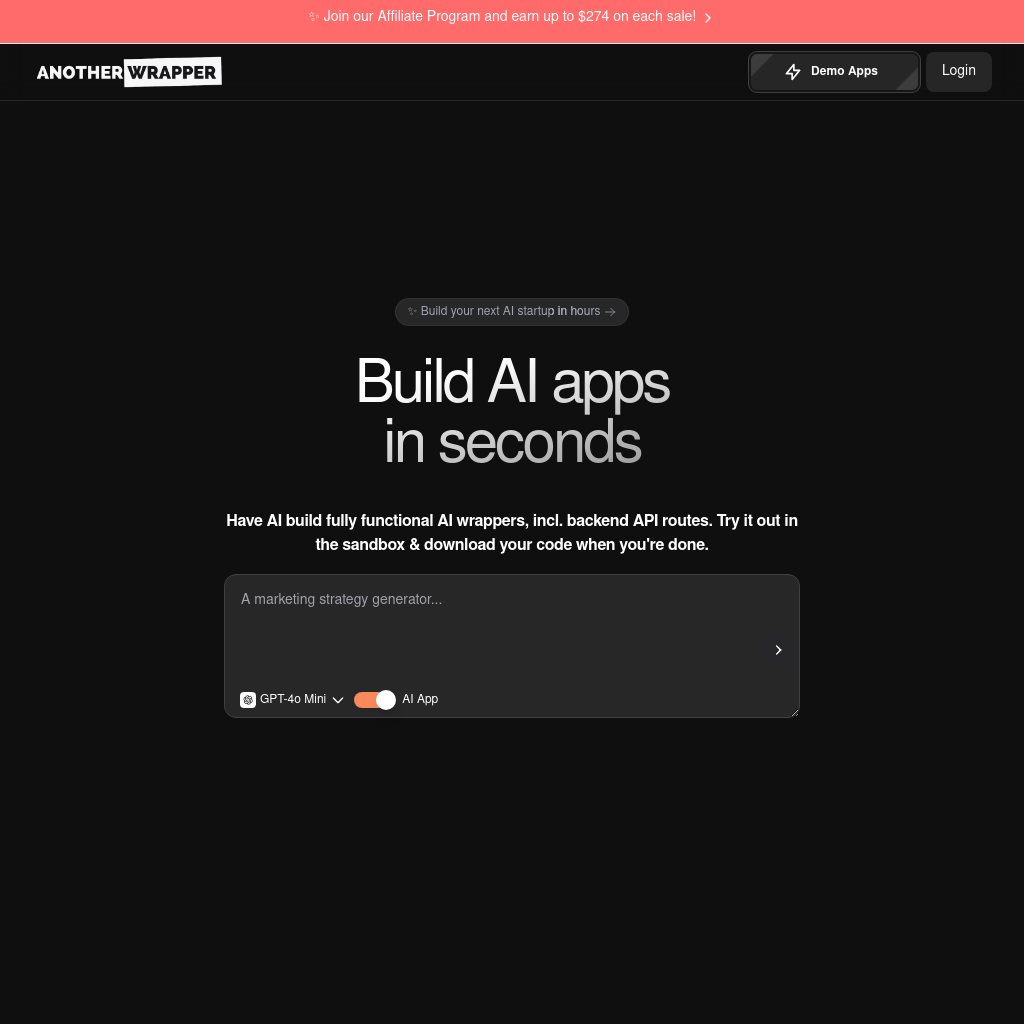 AnotherWrapper: Create AI Apps in Seconds with Our Free GPT Wrapper