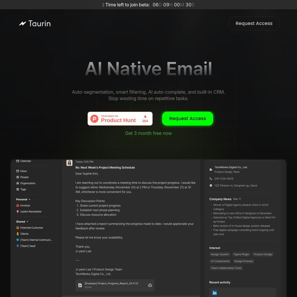 Taurin: AI-Powered Email Client for Founders