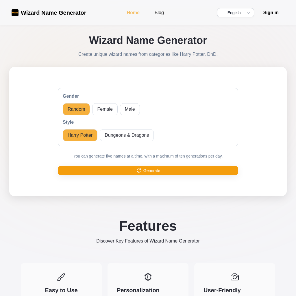 Wizard Name Generator - Unique Names for Fantasy Characters