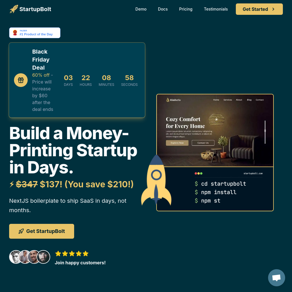 StartupBolt: Launch Your SaaS Startup in Days